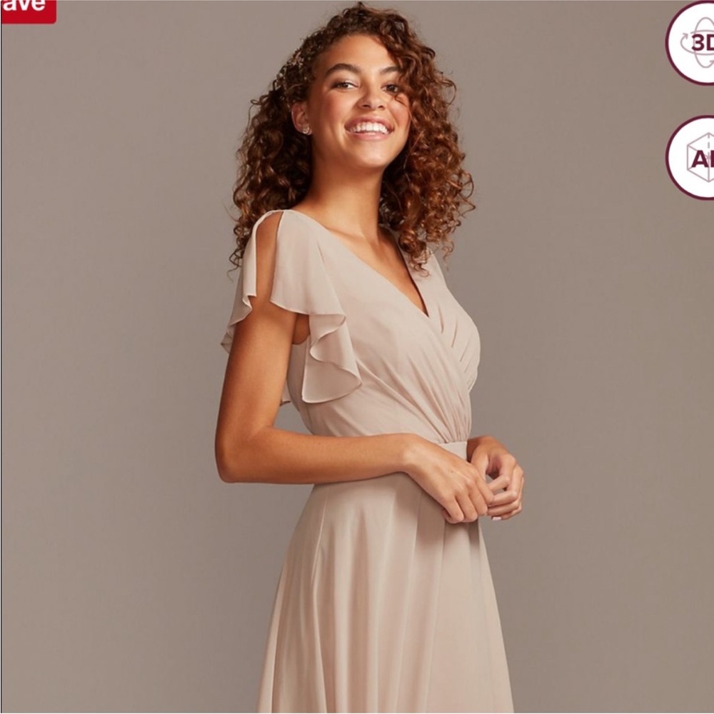 David’s bridal - biscotti bridesmaid dress
Dress with Flutter Sleeve Full Skirt